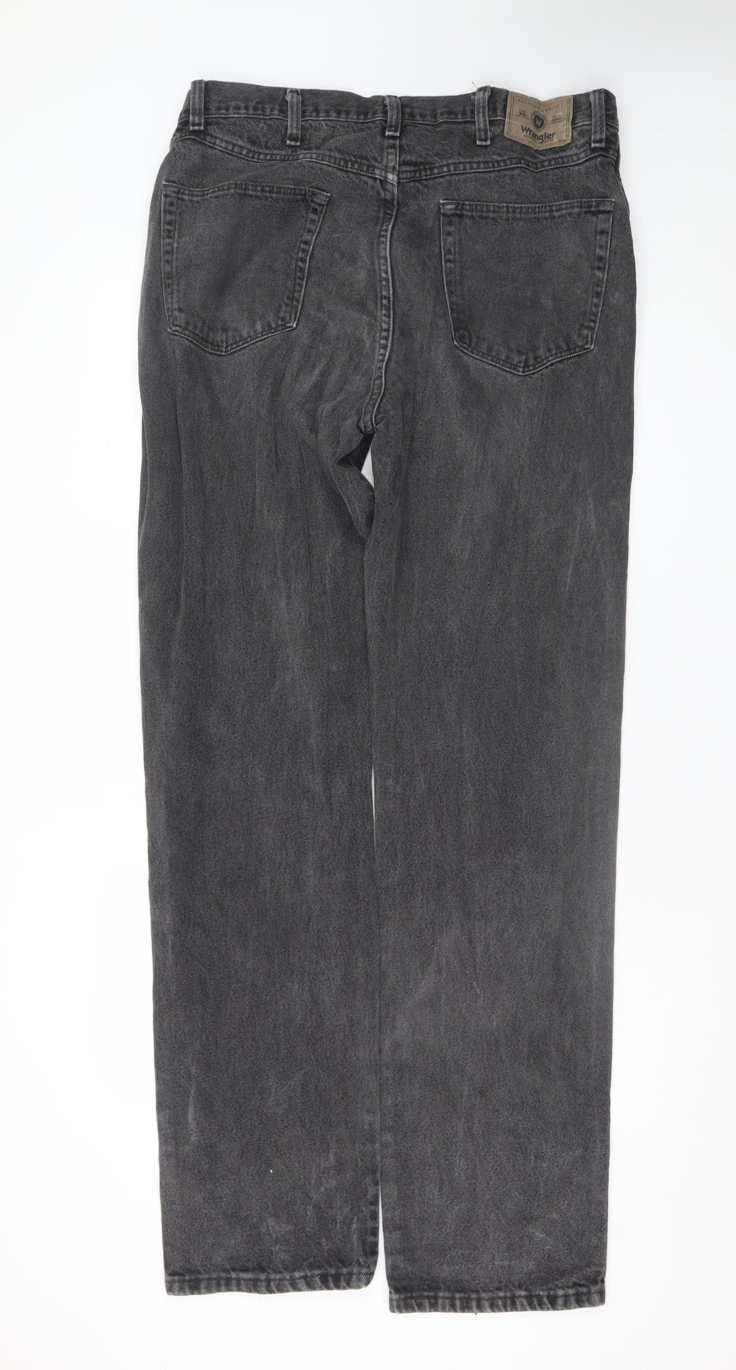 Wrangler Mens Black Regular Fit Straight Leg Jeans Size 36x34