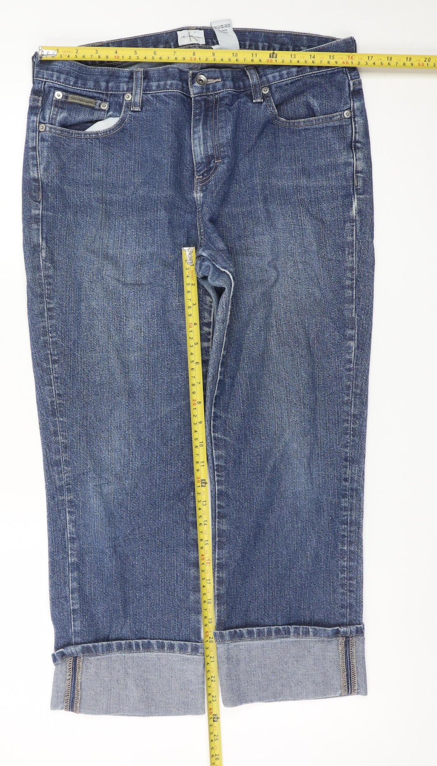 Calvin Klein Womens Blue Size 12 Cropped Cuffed Denim Jeans