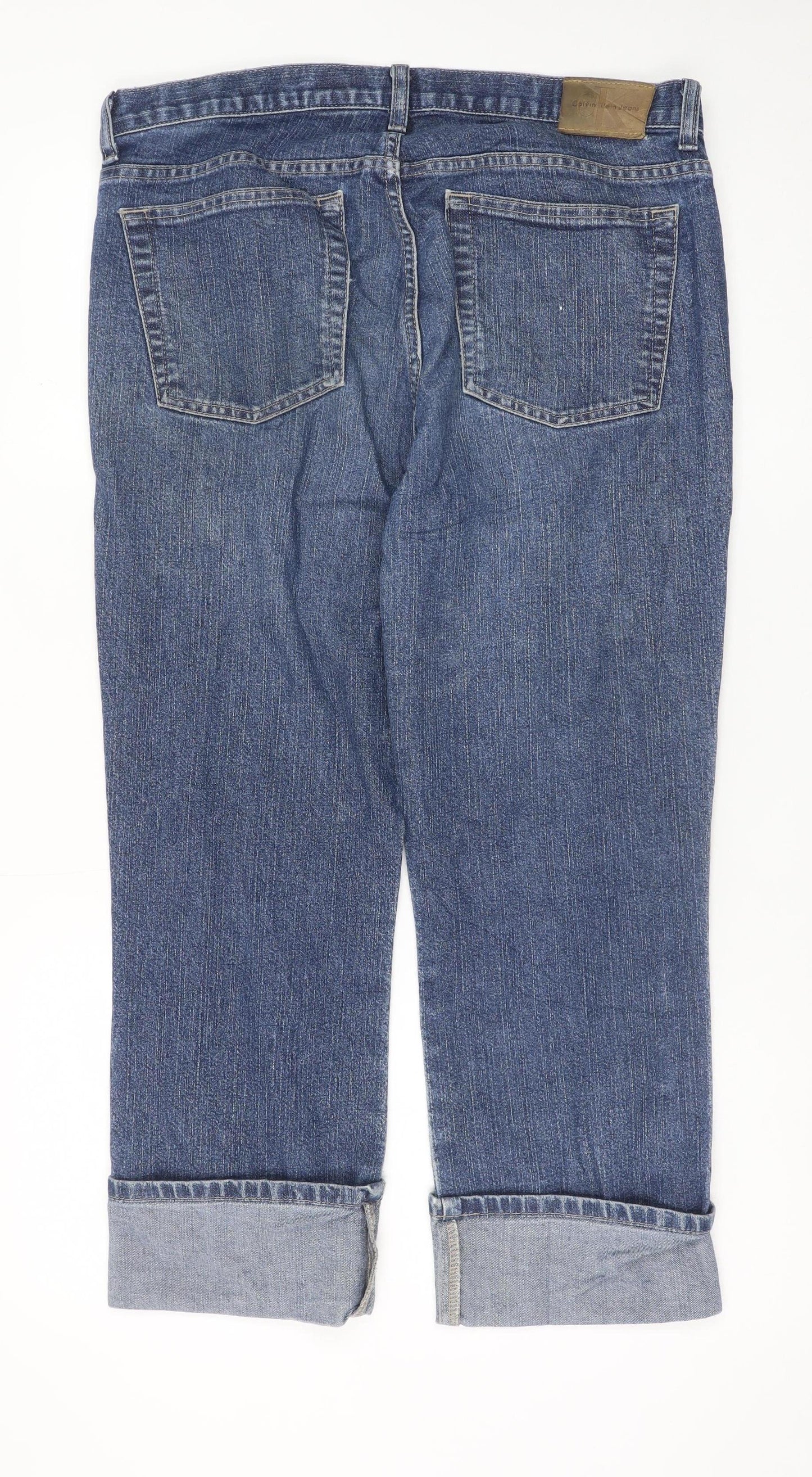 Calvin Klein Womens Blue Size 12 Cropped Cuffed Denim Jeans
