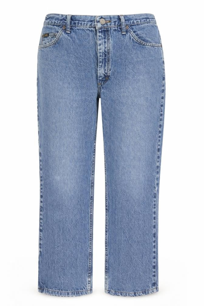 Front view of Lee Women Blue Regular Fit Straight Jeans, size 14, 100% Cotton