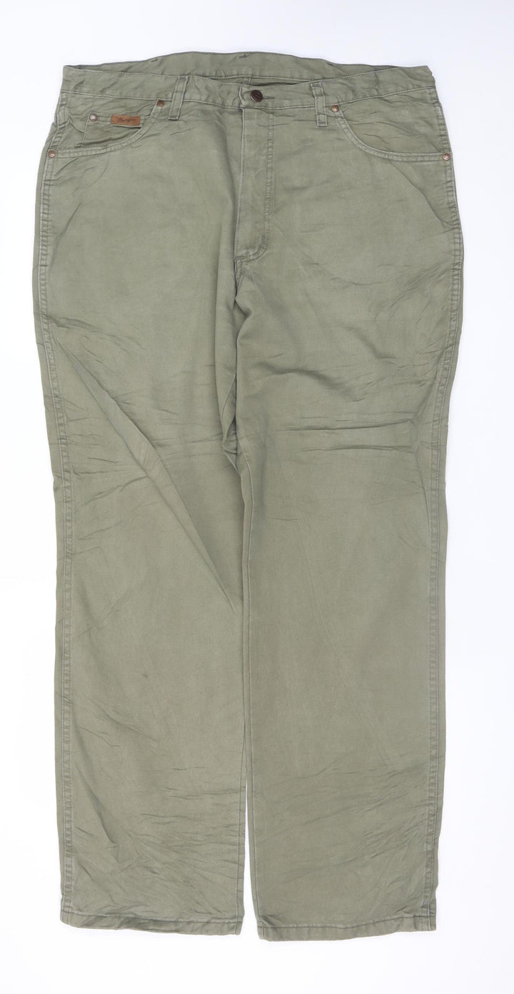 Wrangler Men's Green 38x32 Chino Cotton Straight Trousers
