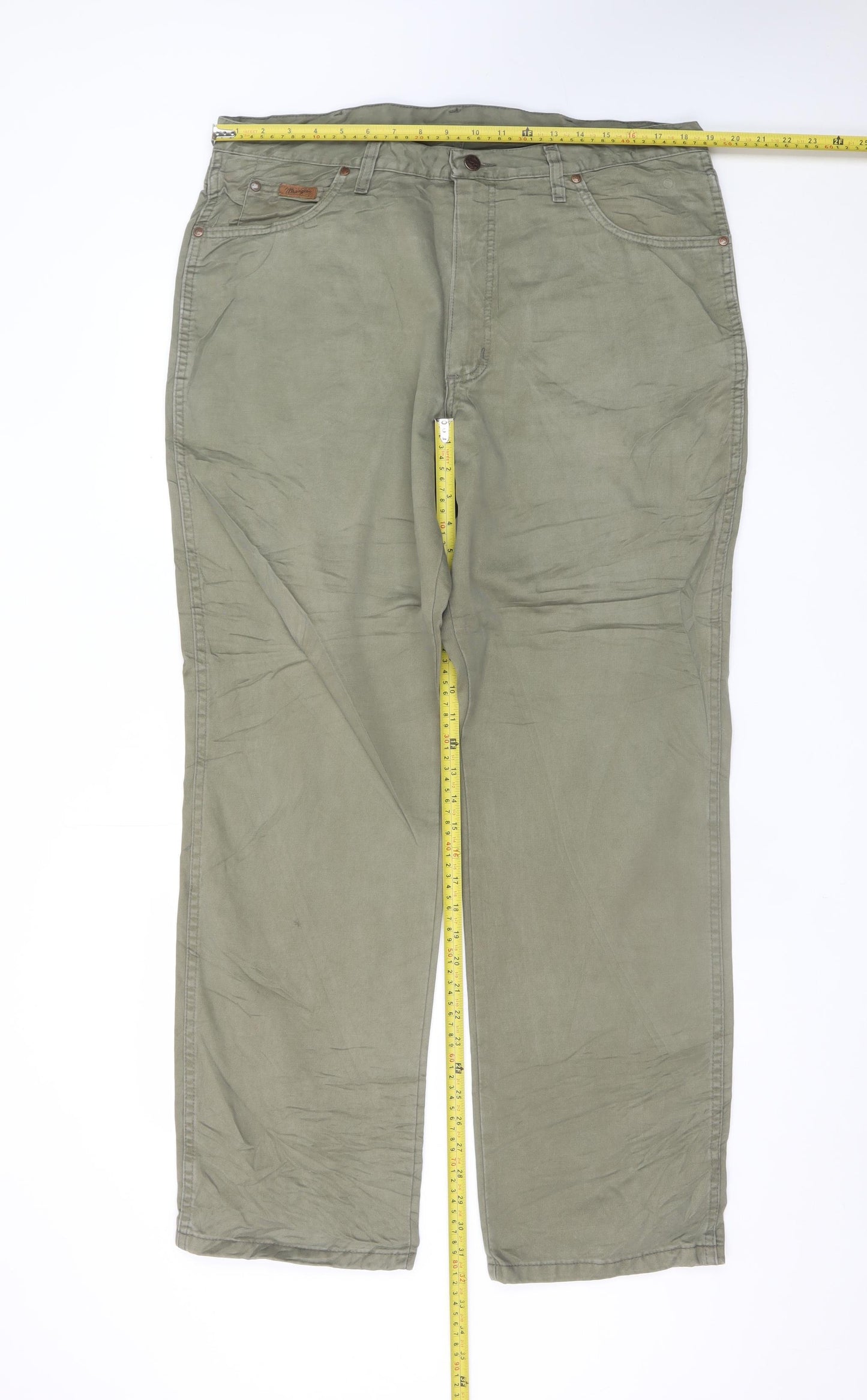 Wrangler Men's Green 38x32 Chino Cotton Straight Trousers