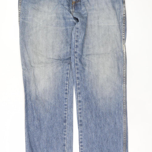 Wrangler Men Blue Vintage Straight Denim Jeans 35W 32L Cotton