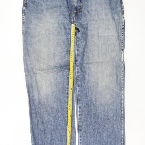 Wrangler Men Blue Vintage Straight Denim Jeans 35W 32L Cotton
