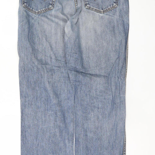 Wrangler Men Blue Vintage Straight Denim Jeans 35W 32L Cotton