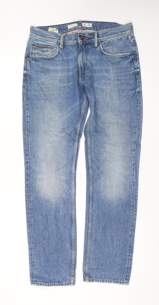 Tommy Hilfiger Mens Blue Denton Stretch Straight Fit Jeans 32W 32L