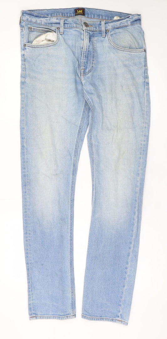 Lee Men's Blue Luke Straight Fit Jeans W32 L32