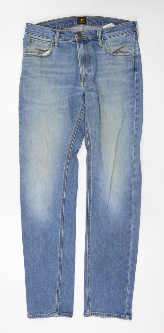 Lee Men's Blue Daren Zip Fly Straight Denim Jeans W32 L34