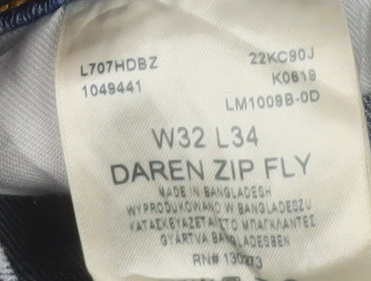 Lee Men's Blue Daren Zip Fly Straight Denim Jeans W32 L34