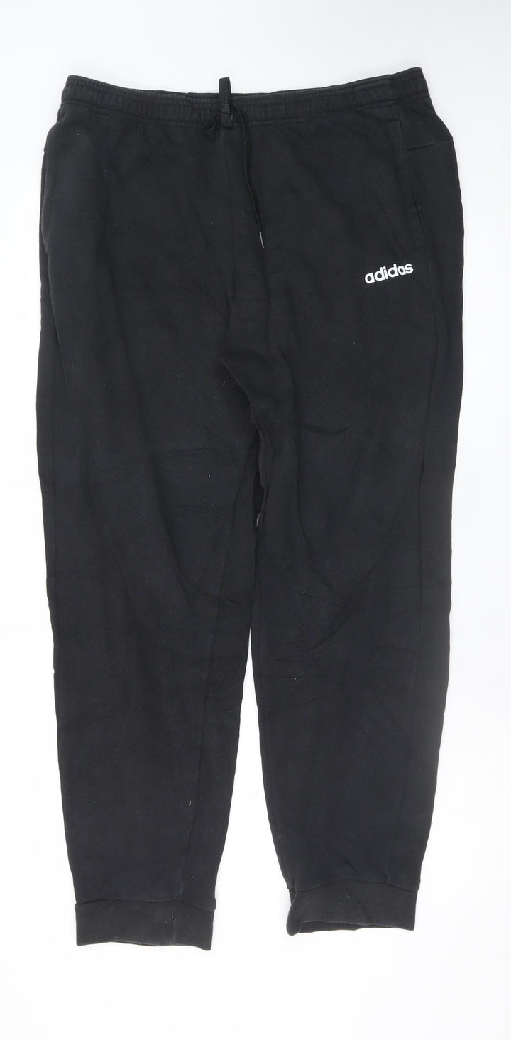 Adidas Men's Black XL Jogger Trousers Cotton Blend Fleece
