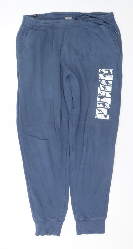 Puma Mens Blue XL Jogger Sweatpants with Logo Print