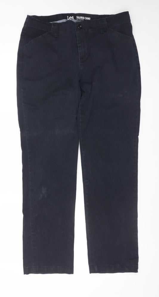 Lee Men's Black Tailored Chino Slim Straight Leg Trousers Size M