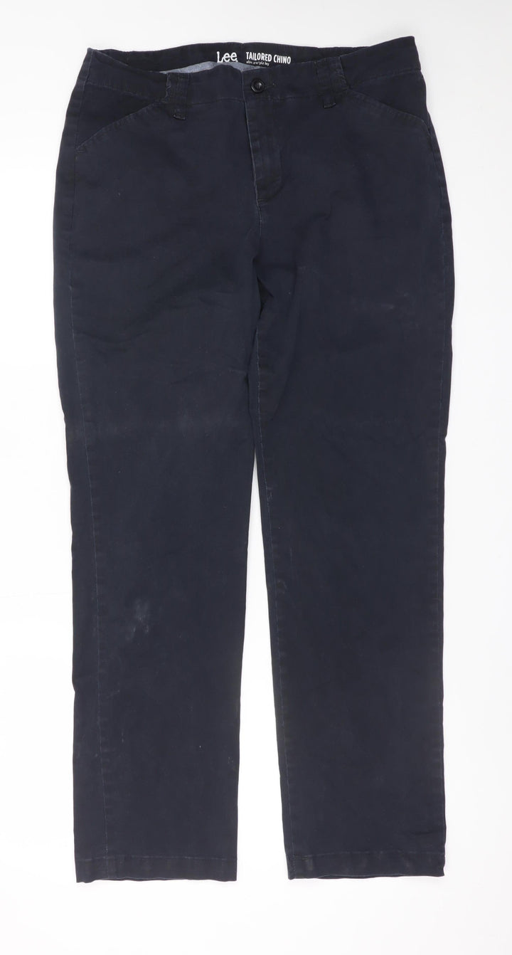 Lee Men's Black Tailored Chino Slim Straight Leg Trousers Size M