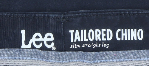 Lee Men's Black Tailored Chino Slim Straight Leg Trousers Size M