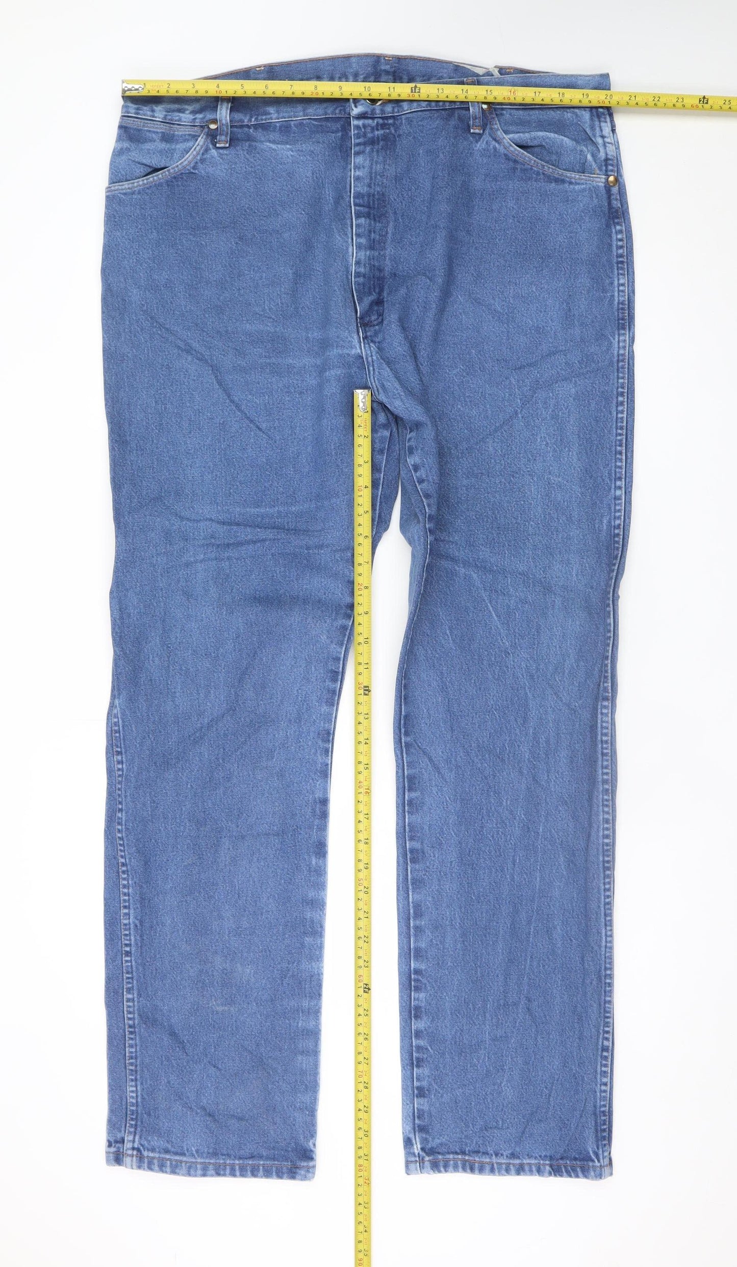 Wrangler Men's Blue 42x34 Straight Classic Denim Jeans