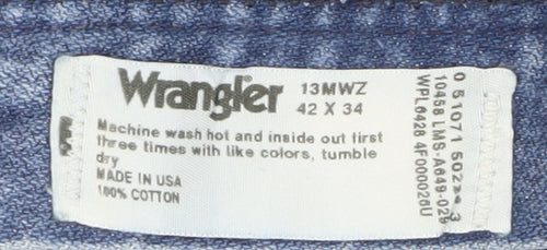 Wrangler Men's Blue 42x34 Straight Classic Denim Jeans