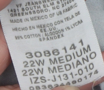 Lee Womens Blue Plus Size 22 Straight Leg Stretch Denim Jeans