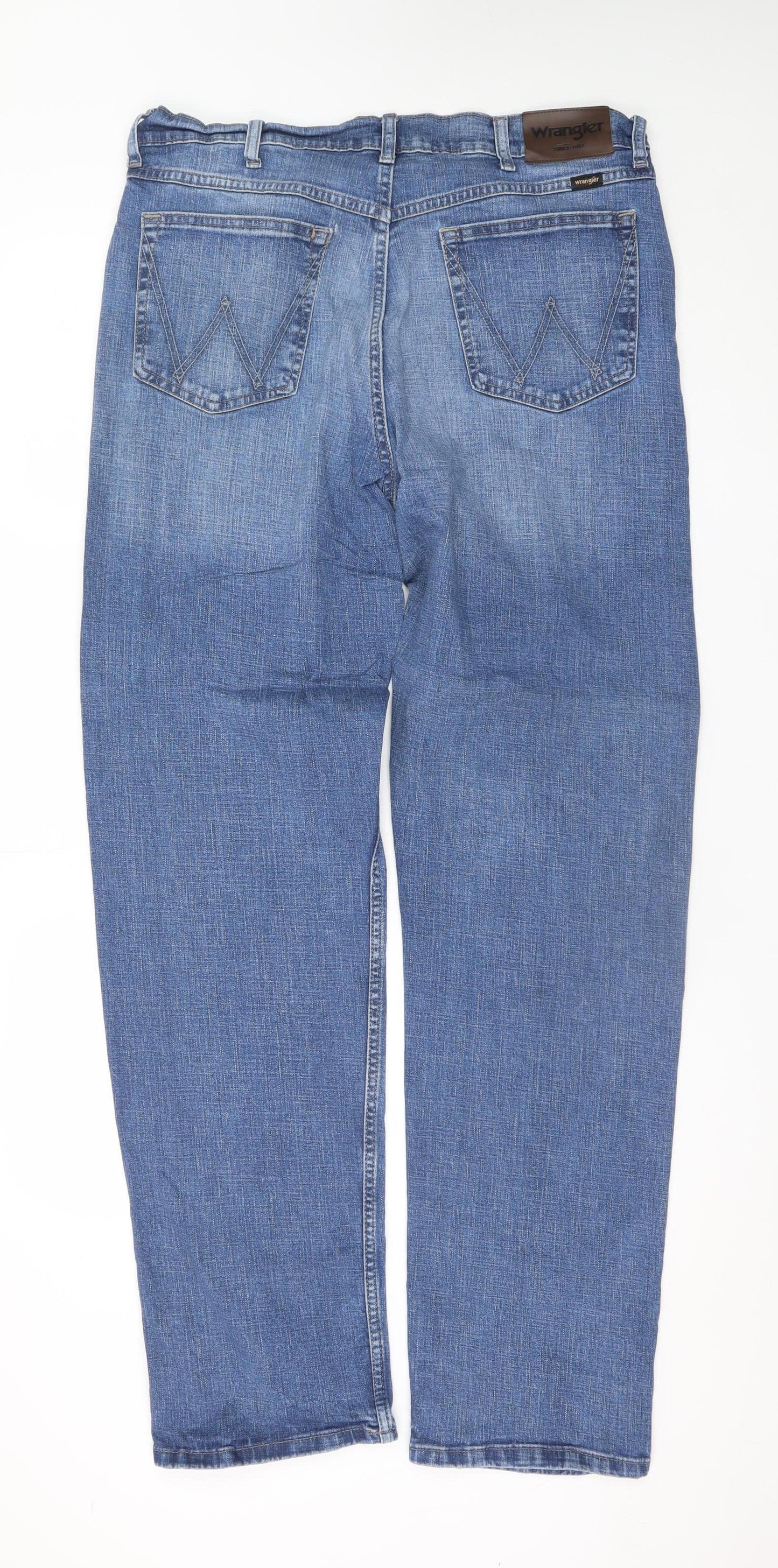 Wrangler Men's Blue 34x34 Relaxed Straight Denim Jeans