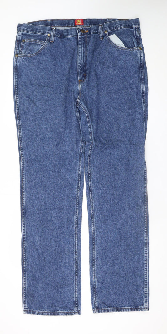 Wrangler Men's Blue Straight Leg Jeans 40x34 Regular Fit Denim