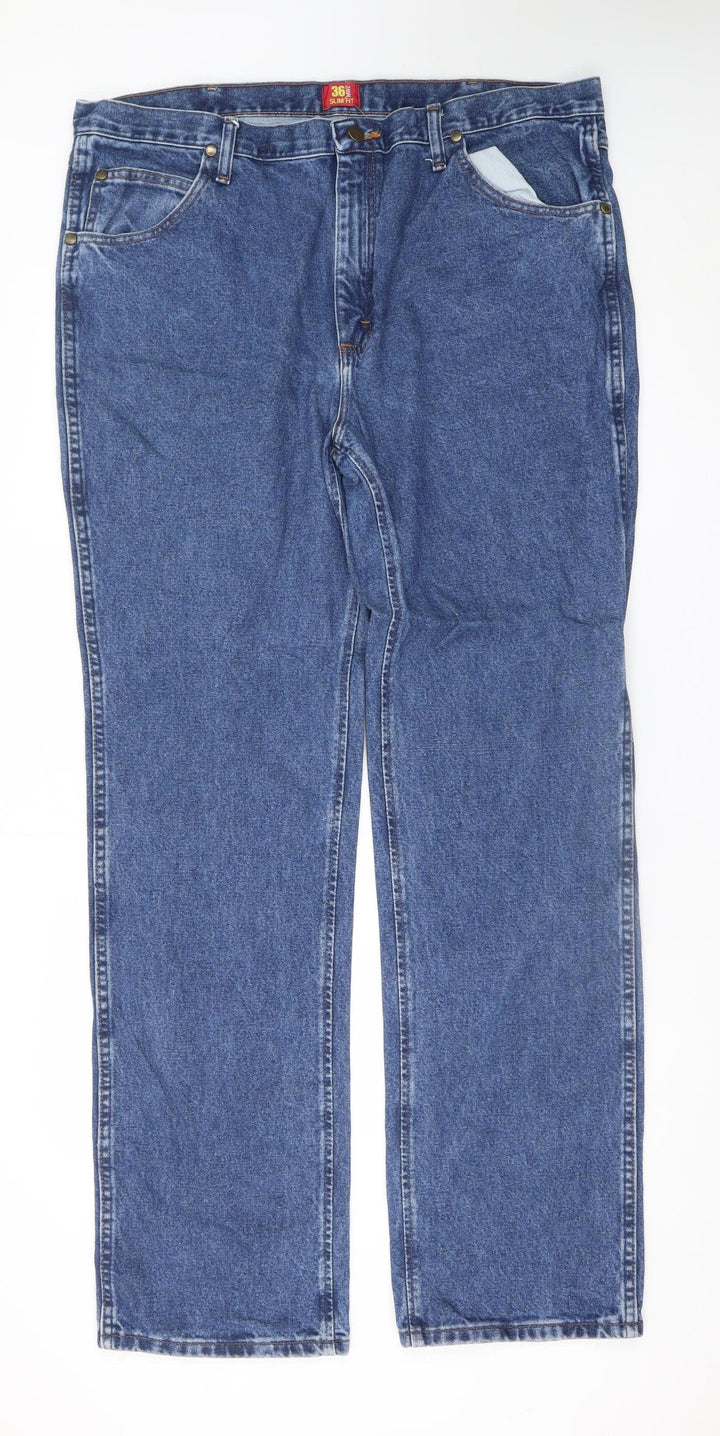 Wrangler Men's Blue Straight Leg Jeans 40x34 Regular Fit Denim