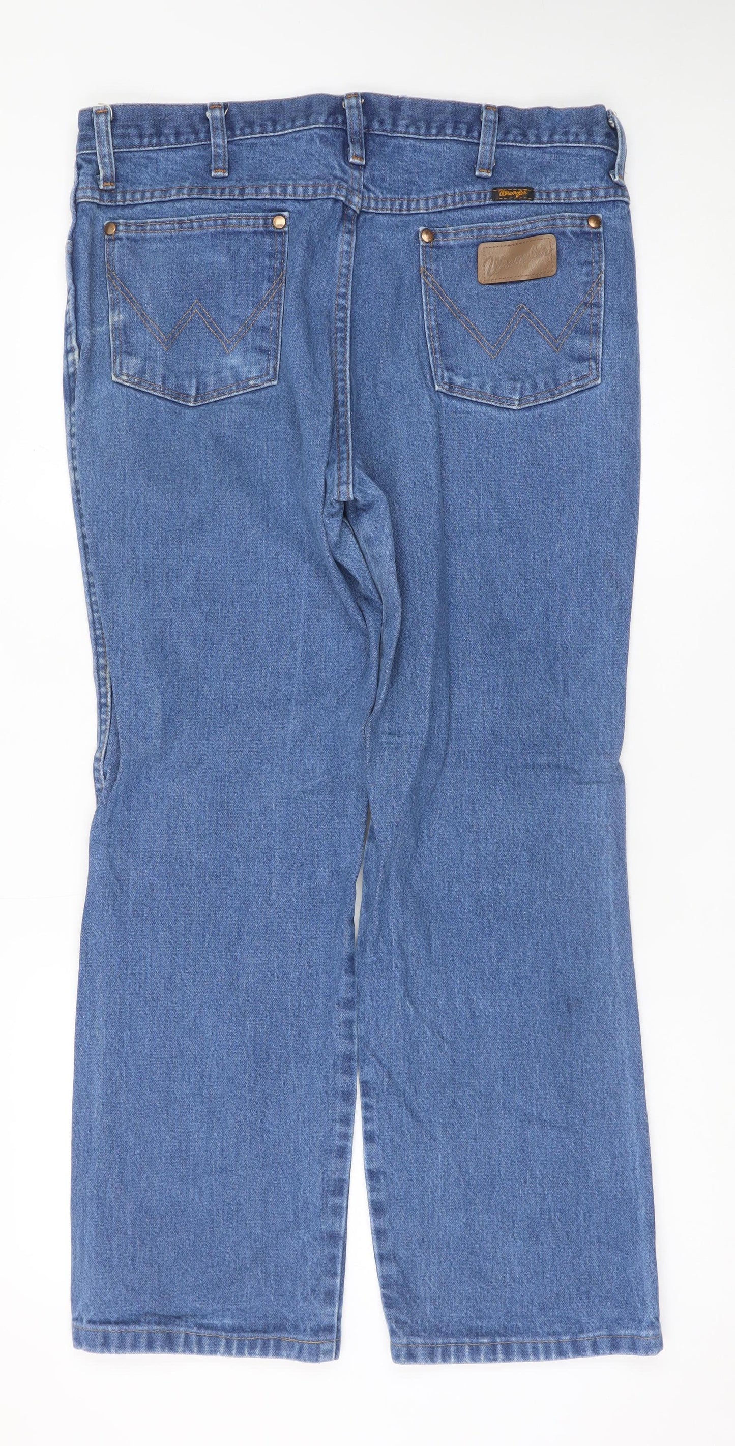 Wrangler Men's Blue Denim Straight Jeans 35x30 Regular Fit