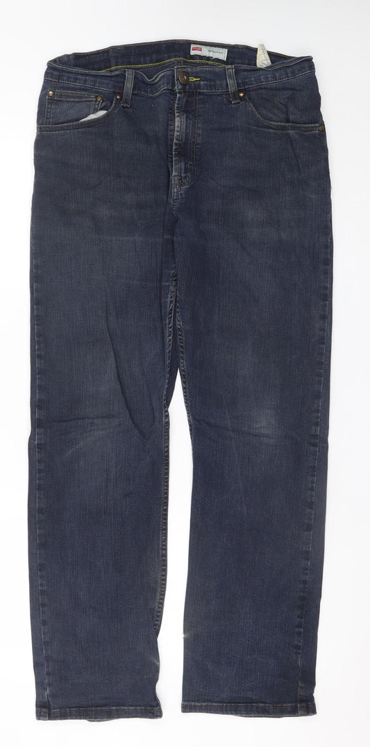 Wrangler Men's Blue Straight Fit Denim Jeans 34W 30L Regular
