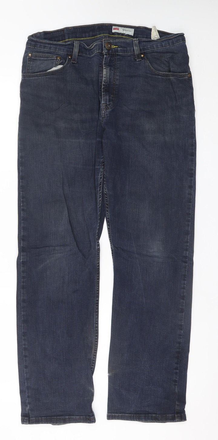 Wrangler Men's Blue Straight Fit Denim Jeans 34W 30L Regular