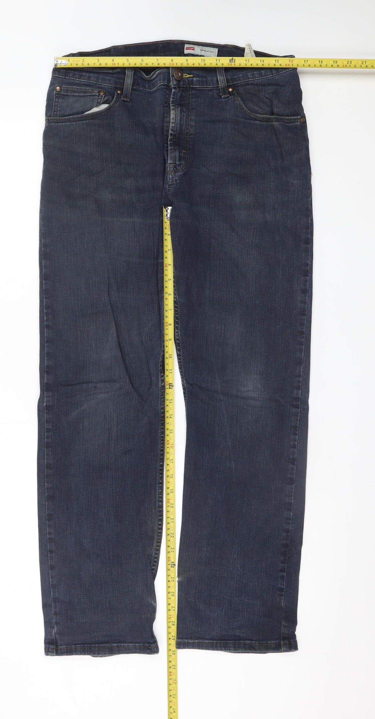 Wrangler Men's Blue Straight Fit Denim Jeans 34W 30L Regular