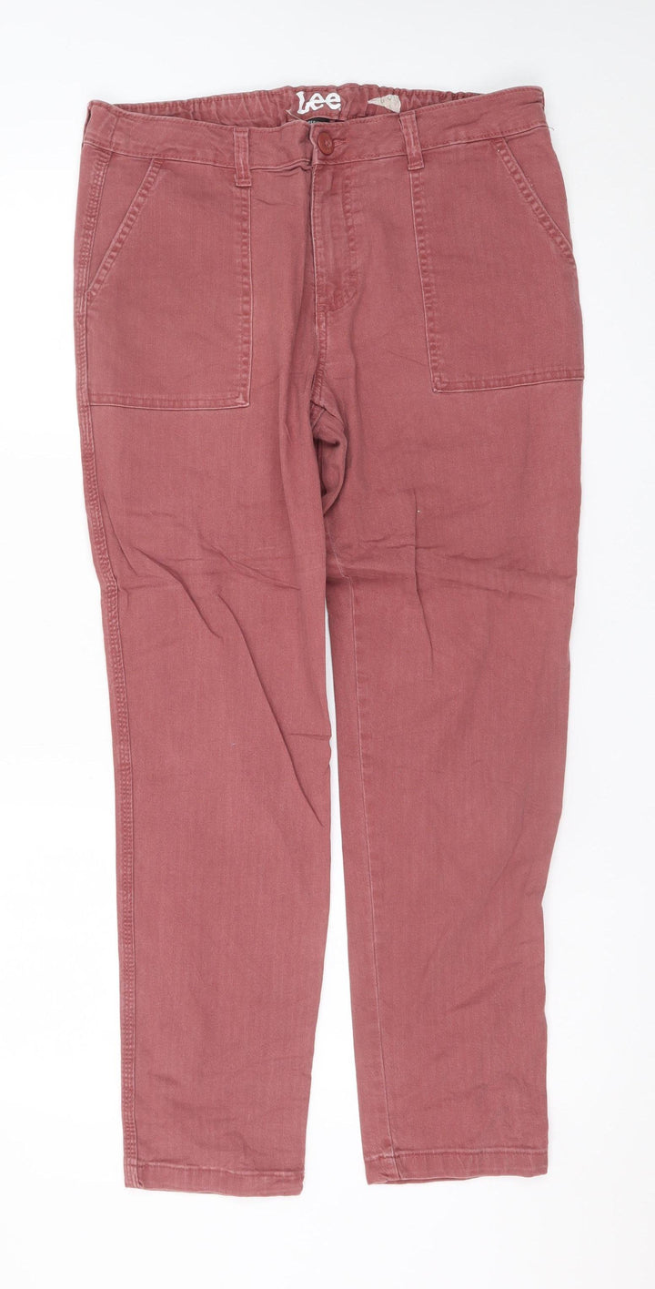 Lee Women’s Red Straight Leg Jeans Size 13 Slim Cotton Denim