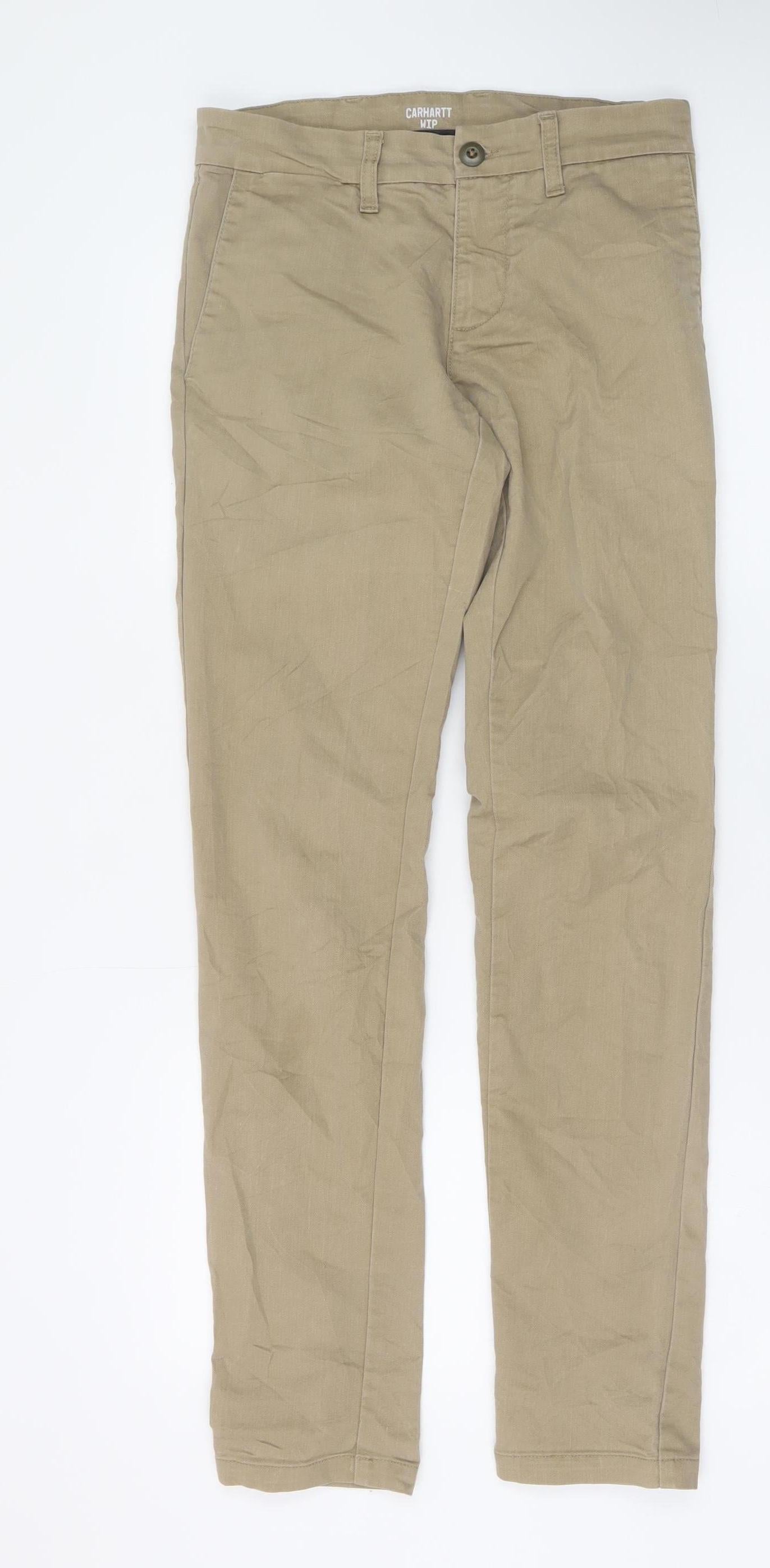 Carhartt WIP Men's Beige Chino Trousers 28x32 Slim Fit Cotton Blend