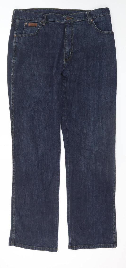 Wrangler Mens Blue Texas Stretch Straight Leg Jeans W38 L34