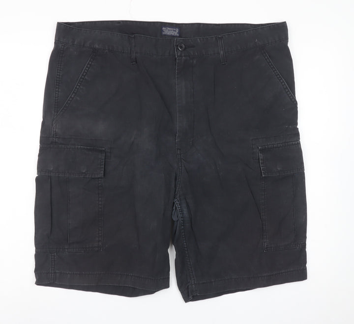 Marks and Spencer Men's Black Cargo Shorts W40 Cotton Casual