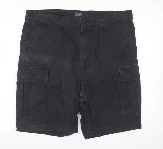 Marks and Spencer Men's Black Cargo Shorts W40 Cotton Casual