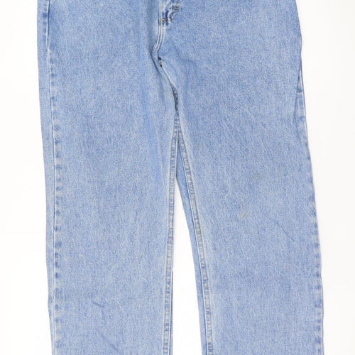 Wrangler Men Blue 33x30 Straight Fit Denim Jeans Classic Cotton