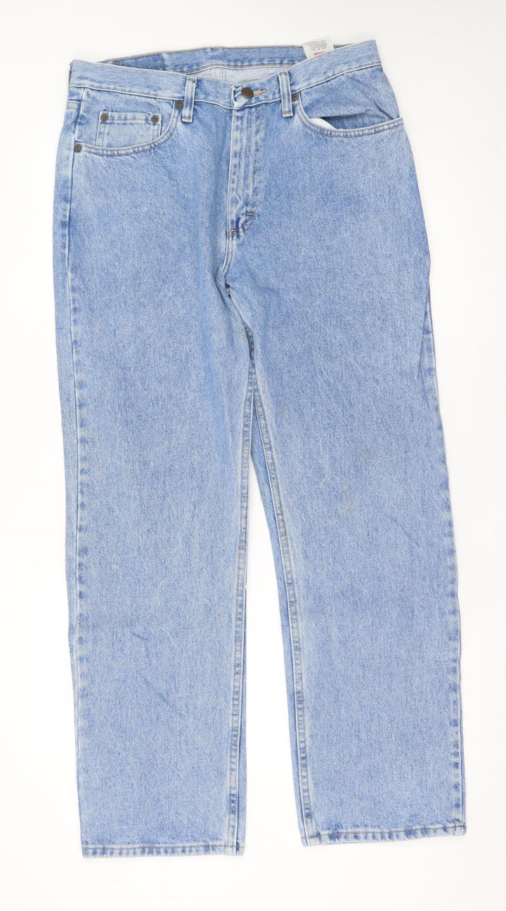 Wrangler Men Blue 33x30 Straight Fit Denim Jeans Classic Cotton