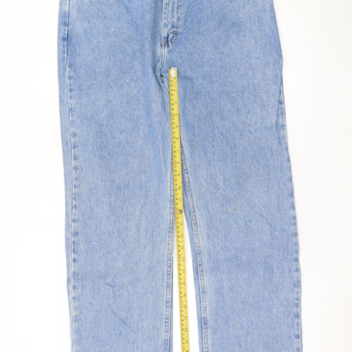 Wrangler Men Blue 33x30 Straight Fit Denim Jeans Classic Cotton