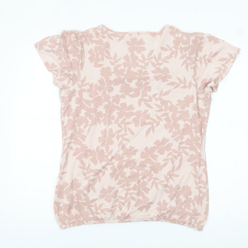 Marks and Spencer Per Una Womens Beige Floral Embroidered T-Shirt Size 14