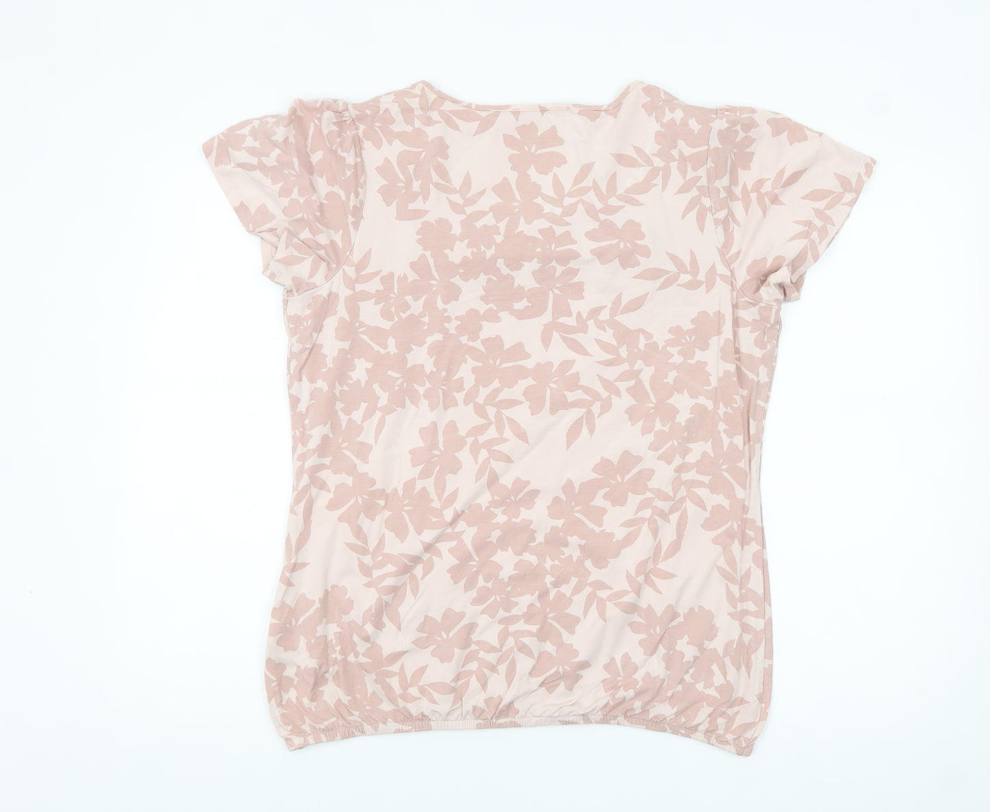 Marks and Spencer Per Una Womens Beige Floral Embroidered T-Shirt Size 14