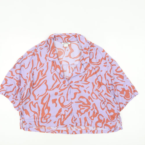 Monki Women’s Multicoloured Cropped Viscose Button-Up Shirt M