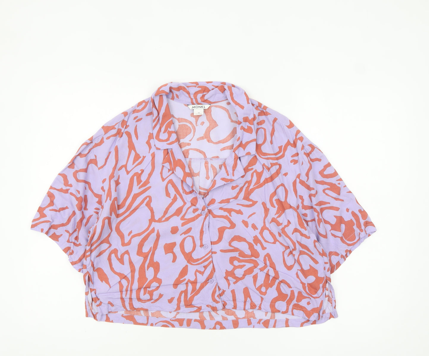 Monki Women’s Multicoloured Cropped Viscose Button-Up Shirt M