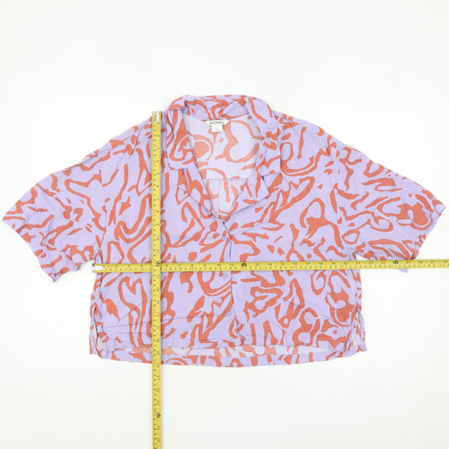 Monki Women’s Multicoloured Cropped Viscose Button-Up Shirt M