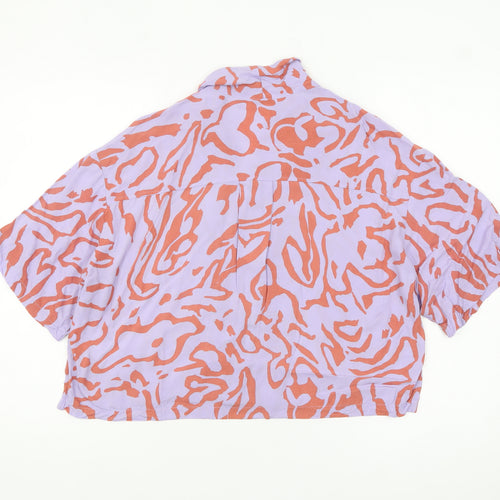 Monki Women’s Multicoloured Cropped Viscose Button-Up Shirt M