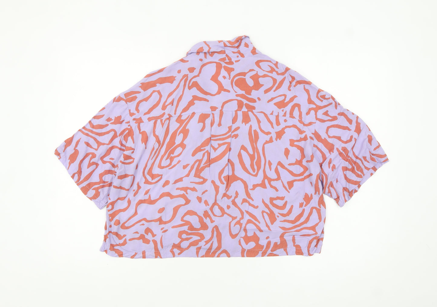 Monki Women’s Multicoloured Cropped Viscose Button-Up Shirt M