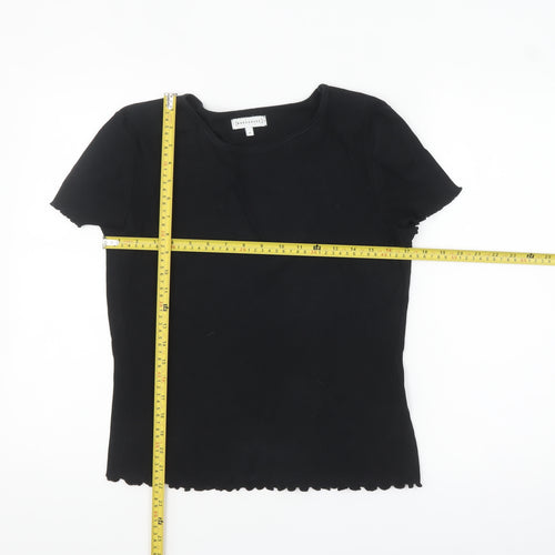 Warehouse Women's Black Size 14 Basic Stretch Jersey T-Shirt