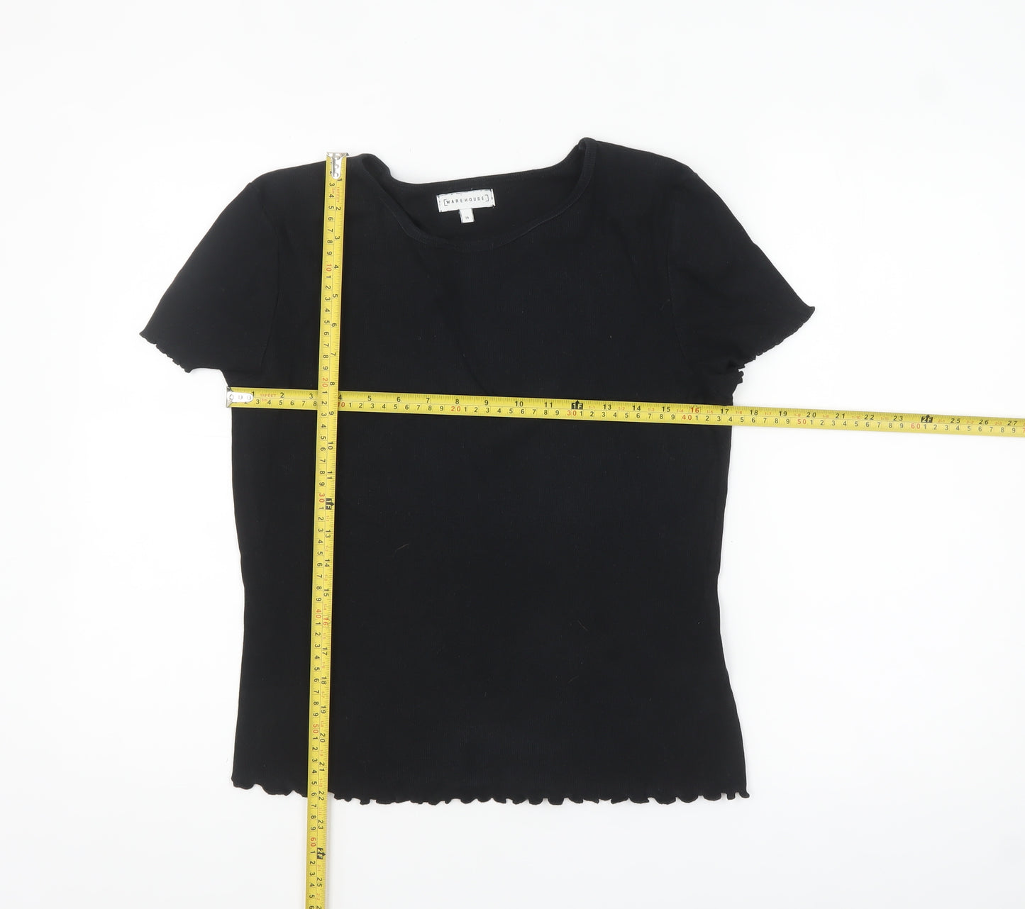 Warehouse Women's Black Size 14 Basic Stretch Jersey T-Shirt