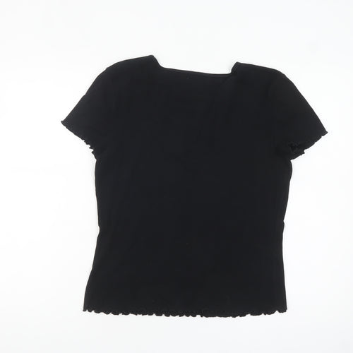 Warehouse Women's Black Size 14 Basic Stretch Jersey T-Shirt