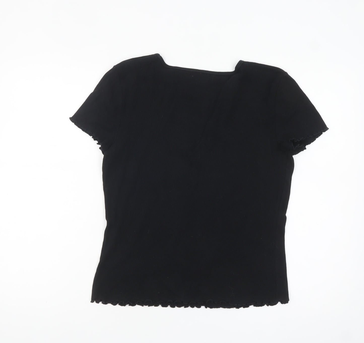 Warehouse Women's Black Size 14 Basic Stretch Jersey T-Shirt