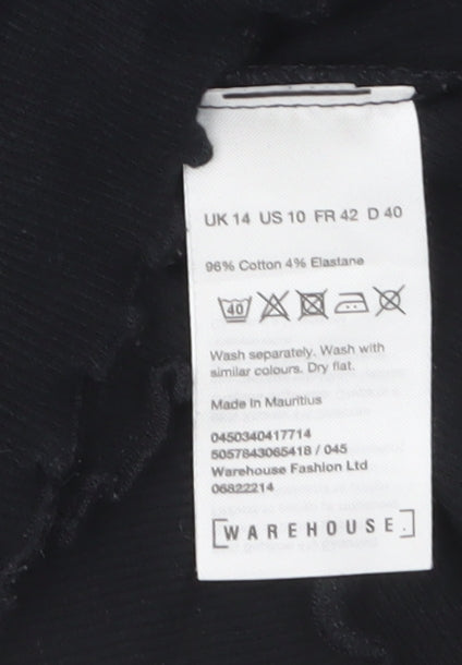 Warehouse Women's Black Size 14 Basic Stretch Jersey T-Shirt