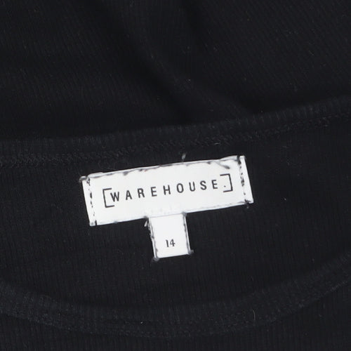 Warehouse Women's Black Size 14 Basic Stretch Jersey T-Shirt