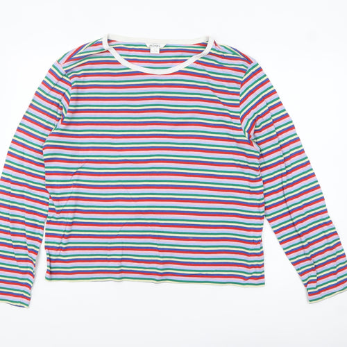 Monki Women's Multicoloured Striped Long Sleeve Cotton Modal Jersey T-Shirt L